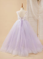Elegant Sleeveless Lace And Tulle Princess Flower Girl Dress Floor Length
