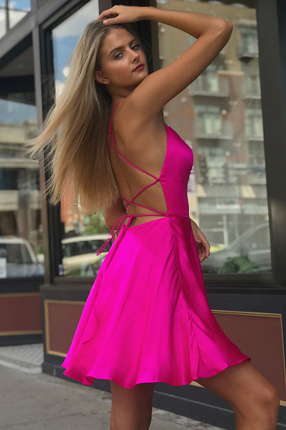 A-Linie Spaghettiträger Satin Homecoming Kleid