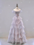 Wunderschönes Ballkleid mit schulterfreiem Tüll für Abschlussball und Abendveranstaltung Y7580