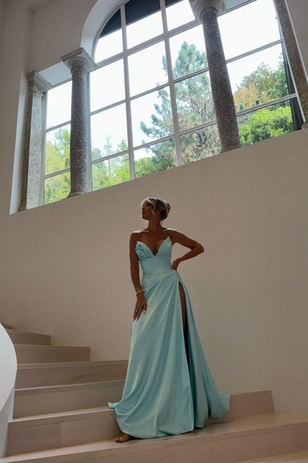 Strapless Long Mermaid Prom Dress With Pleated Split And Custom Sizes