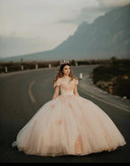 Abito da ballo principesco con applicazioni in tulle e scollo alla Carmen, abito per sedicesimo compleanno Y399