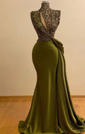 High neck vintage evening dresses long sparkly vintage elegant evening gowns  Y390