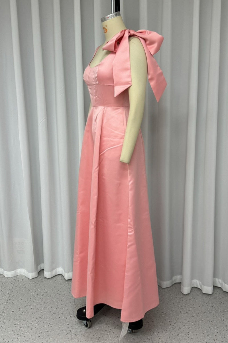 Abiti da sera sexy a collo a U, unicolore, allacciati con lacci