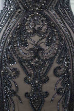 BMbridal Glamorous Black Jewel Neck Mermaid Prom Dress With Rhinestone