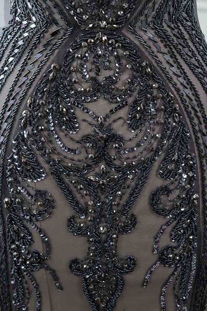 BMbridal Glamorous Black Jewel Neck Mermaid Prom Dress With Rhinestone