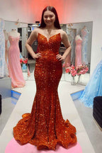 Sparkly Gold Sequin Strapless Sweetheart Mermaid Prom Dress