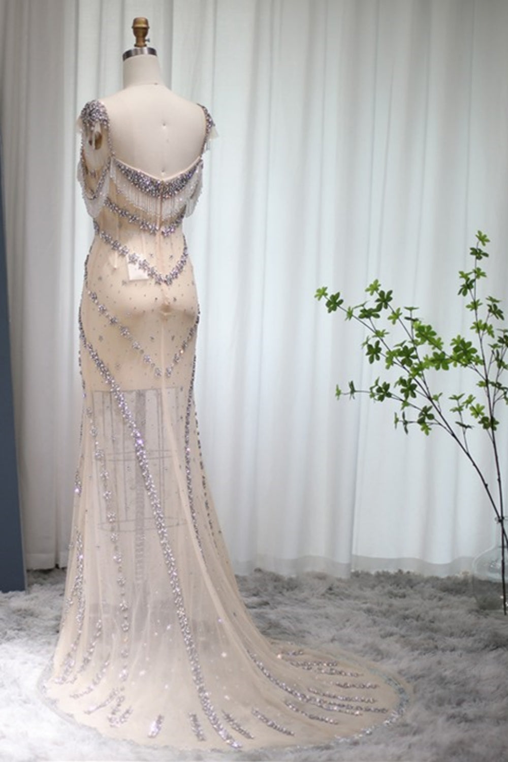 Bmbridal Floor Length Sleeveless Beaded Mermaid Prom Dress Sweetheart Neckline