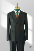 Costume en laine à rayures de craie anthracite double boutonnage pour mariage formel et affaires