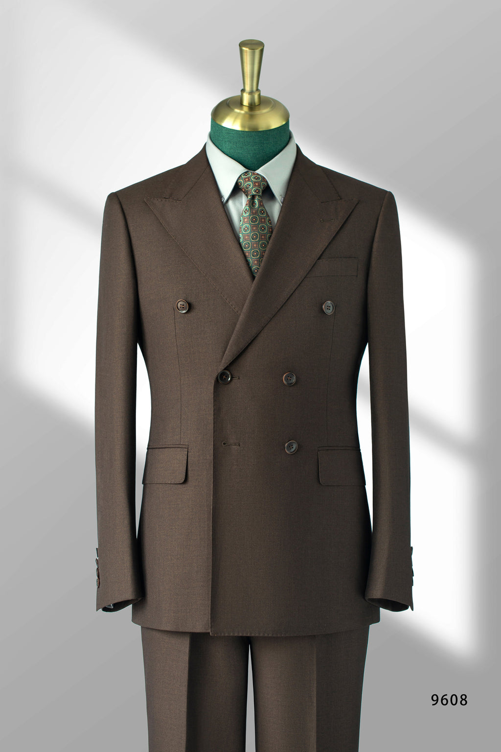 Tailored Double Breasted Dark Brown Wool Suit For Formal Groom And Business
