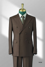 Tailored Double Breasted Dark Brown Wool Suit For Formal Groom And Business