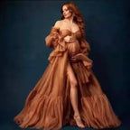 Hot-selling new soft mesh shiny long-sleeved V-neck gauze skirt maternity gauze skirt