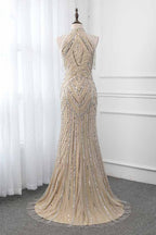 BMbridal Gorgeous High Neck Sleeveless Mermaid Prom Dress With Rhinestones