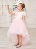 Princess Sleeveless Tulle Flower Girl Dress With Beading And Feather Bow