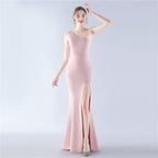 Schlichtes Satin-Abendkleid 