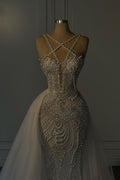Floor Length Lace Wedding Dress With Long Sleeves And Sweetheart Neckline