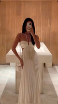 فستان سهرة أبيض طويل مكشكش أنيق للحفلات Y7601