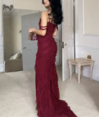 Vestido de Baile Longo de Chiffon com Fenda Sedutora Estilo Sereia Vestido de Festa Y7547