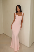 Stunning Straps Sleeveless Long Mermaid Prom Dress With Pleated
