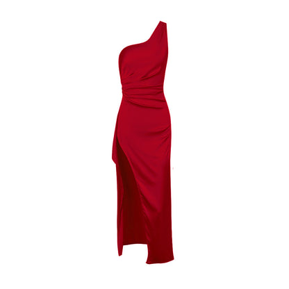 Vestido de mujer sexy de un solo hombro ajustado con abertura y vestido largo sin espalda vestido de noche para mujer 