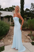 Custom Strapless Mermaid Prom Dress With Pleated Skirt