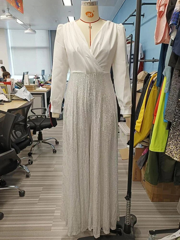 TARUXY Splice Pailletten Maxi Kleider Für Frauen Mode Falten Lose V-ausschnitt Elegante Kleid Femme Party Abendkleider Luxus 2023 