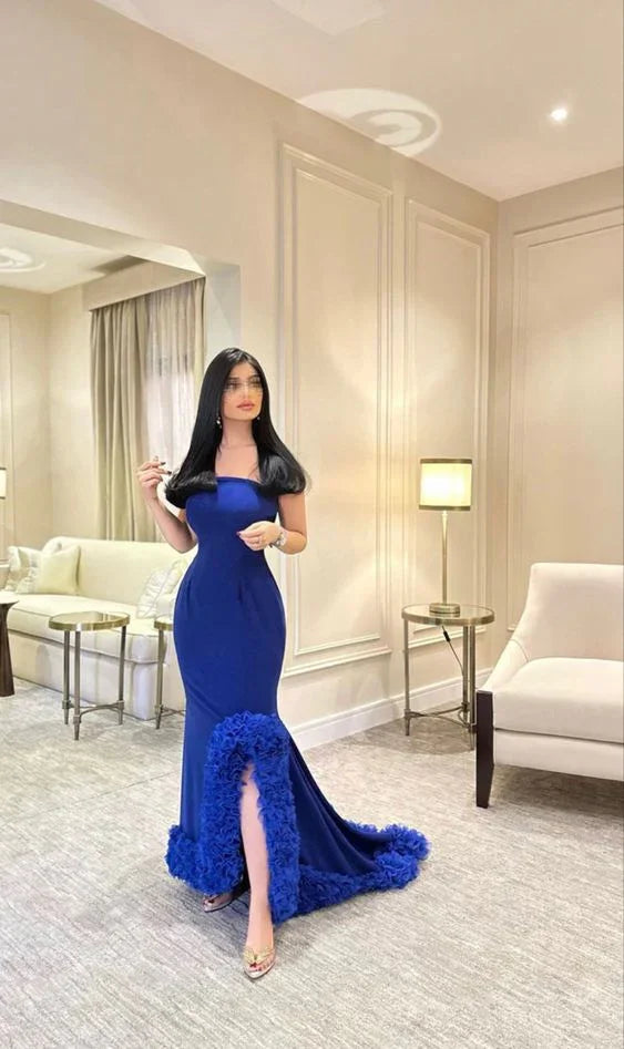 فستان سهرة أزرق أنيق على شكل حورية البحر فستان رسمي أزرق Y6397