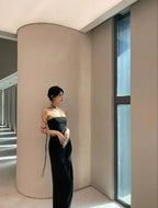 Abito da sera semplice nero elegante e seducente Y1343