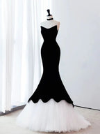 Robe longue de bal en tulle velours sirène noire Robe de soirée Y4678