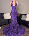 abiti da sera viola, abiti da sera a sirena, abiti da sera su misura, abiti da sera alla moda, abiti da sera con collo all'americana, abiti da sera scintillanti Y1455