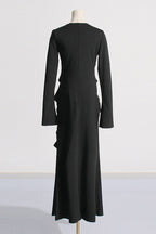 Elegante, solide Metall-Accessoires, Dekoration, Falten, O-Ausschnitt, Abendkleider (3 Farben) 