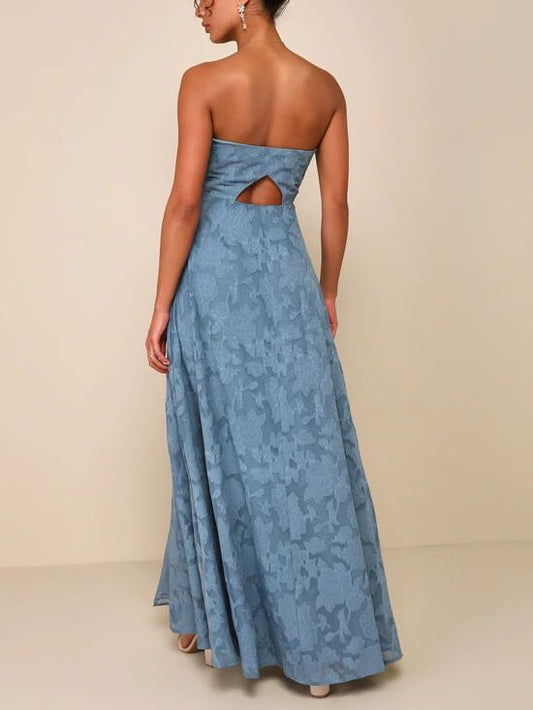 Abendkleid, trägerloses, schmal geschnittenes Maxikleid mit Schlitz 