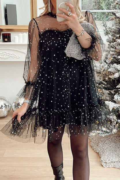 Twinkle Twinkle Little Star – Babydoll-Minikleid aus Tüll 