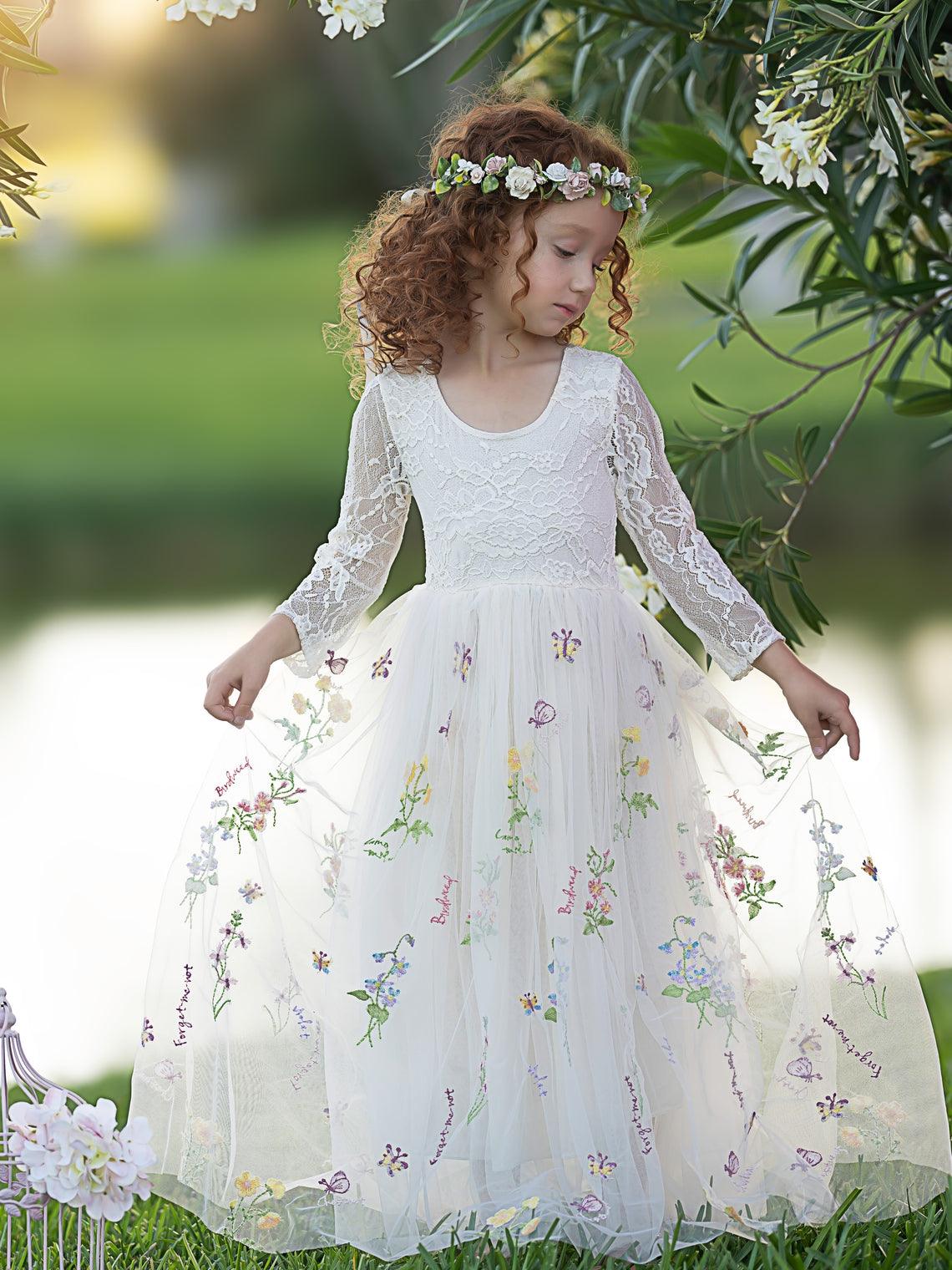 Floral Tulle Lace A Line Flower Girl Dress With Scoop Neck For Little Girls - photo 5