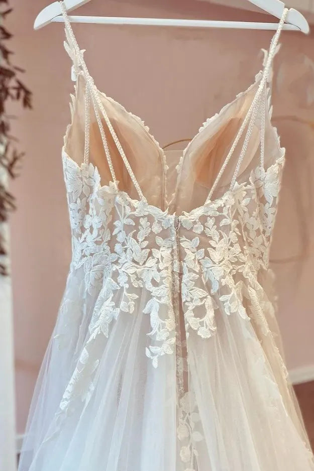 Vintage Lace Sweetheart Appliques A Line Wedding Dress With Ruffles Tulle