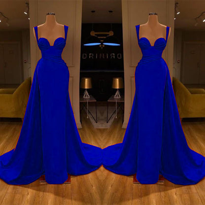 Stunning Long Sweetheart Mermaid Satin Prom Dresses with High Slit