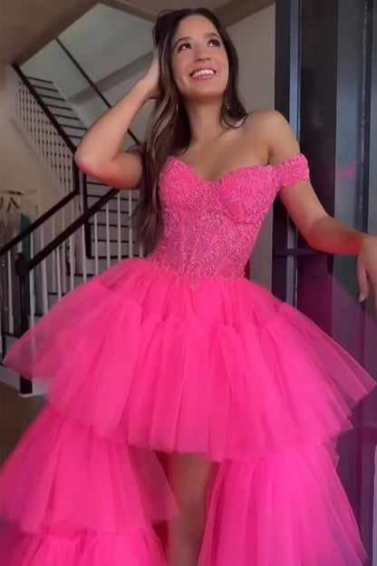 High Low Homecoming-Ballkleid mit Spitze