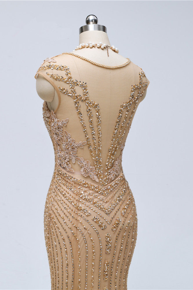 BMbridal Chic V Neck Sleeveless Mermaid Prom Dress With Beading And Appliques