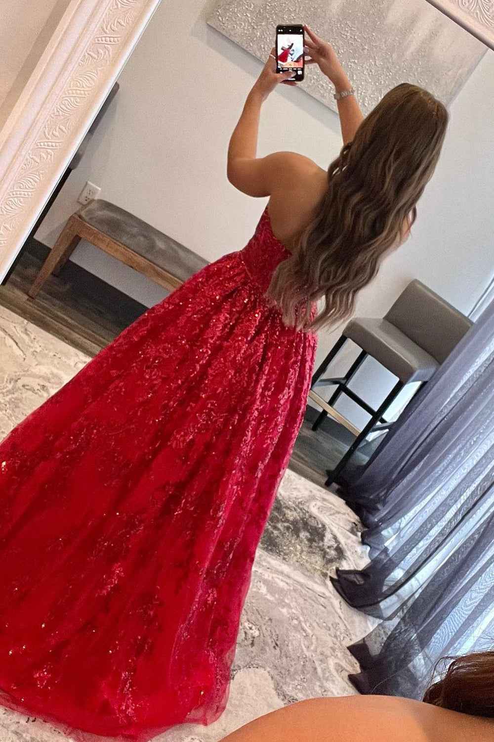 Royal Blue Sequin Prom Dress With Appliques For Evening Party