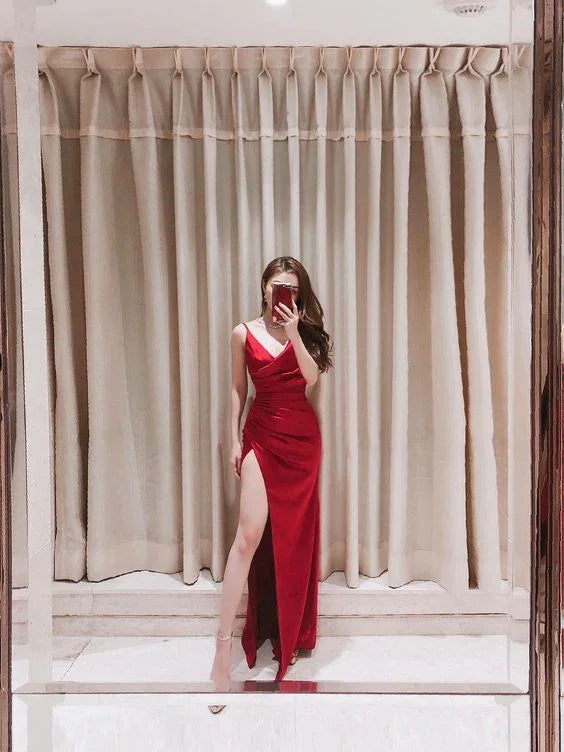 Abito da sera semplice con spalline sottili, elegante e seducente Y715