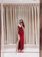 Abito da sera semplice con spalline sottili, elegante e seducente Y715