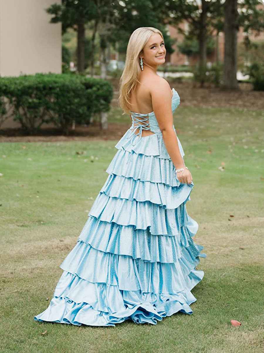 Pink Satin A Line Strapless Prom Dress With Sweetheart Neckline And Keyhole