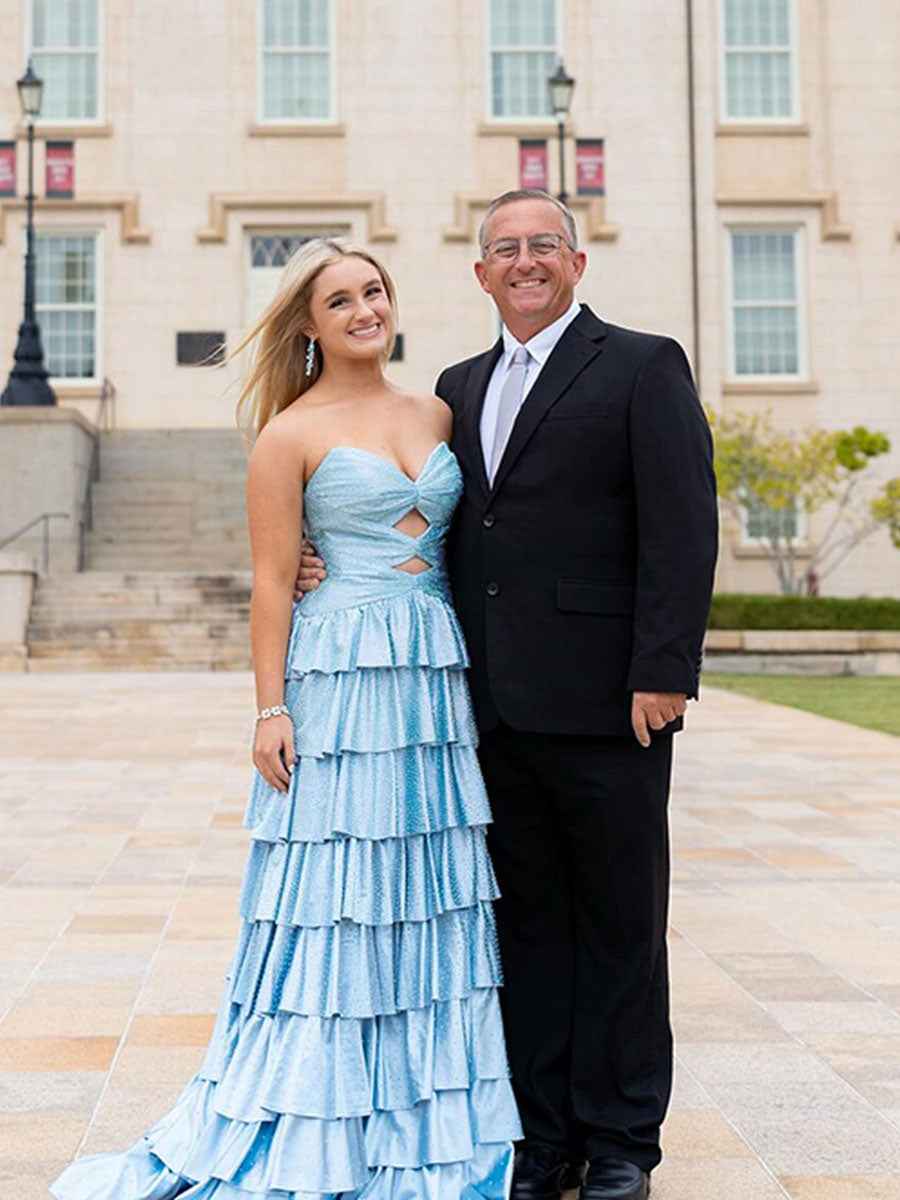 Pink Satin A Line Strapless Prom Dress With Sweetheart Neckline And Keyhole