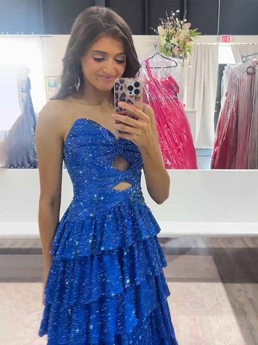 Pink Satin A Line Strapless Prom Dress With Sweetheart Neckline And Keyhole