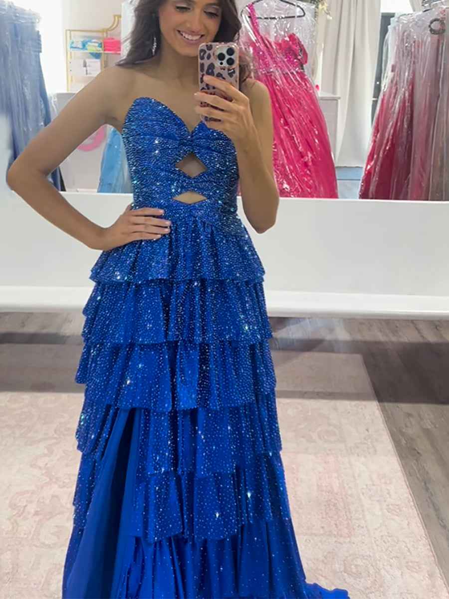 Pink Satin A Line Strapless Prom Dress With Sweetheart Neckline And Keyhole