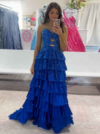 Pink Satin A Line Strapless Prom Dress With Sweetheart Neckline And Keyhole