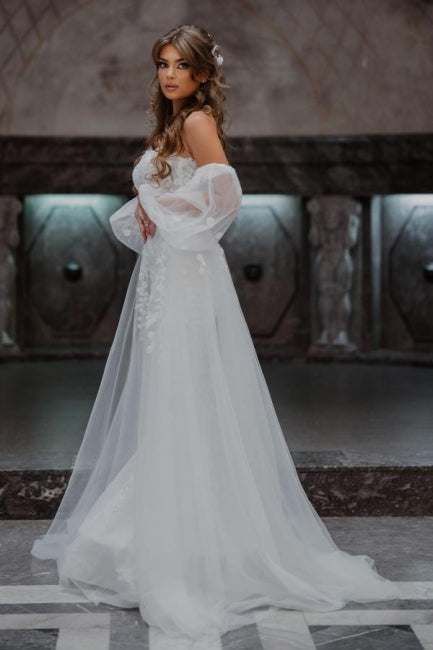 Vestidos de novia de tul, corte sirena, sin tirantes, hasta el suelo, con encaje