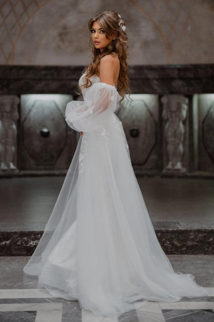 Vestidos de novia de tul, corte sirena, sin tirantes, hasta el suelo, con encaje