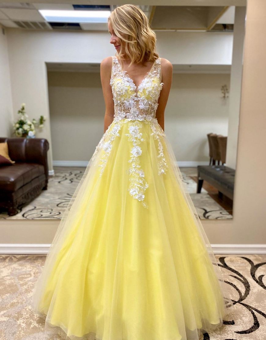 Vestido de noche de fiesta largo hasta el suelo con corte A y apliques