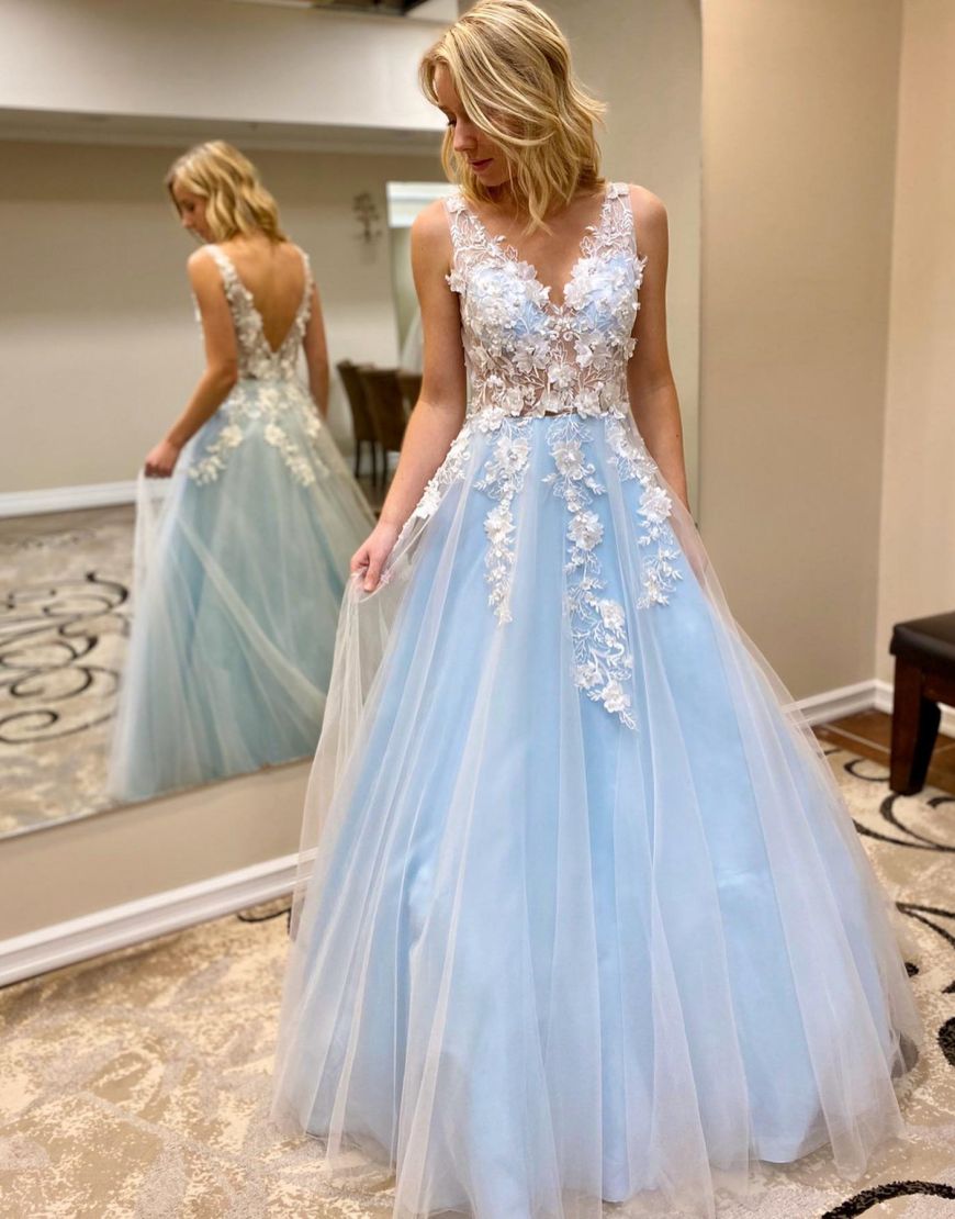 Vestido de noche de fiesta largo hasta el suelo con corte A y apliques