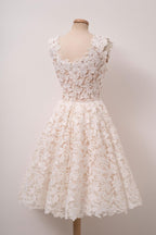 A-line Ivory Lace Homecoming Dresses Square Neck Short Prom Dress